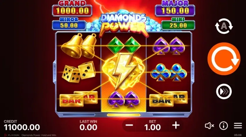 Diamonds Power: Hold and Win game display, view 1