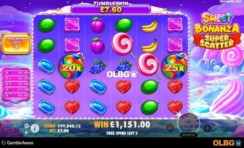 Sweet Bonanza Super Scatter game display, view 2