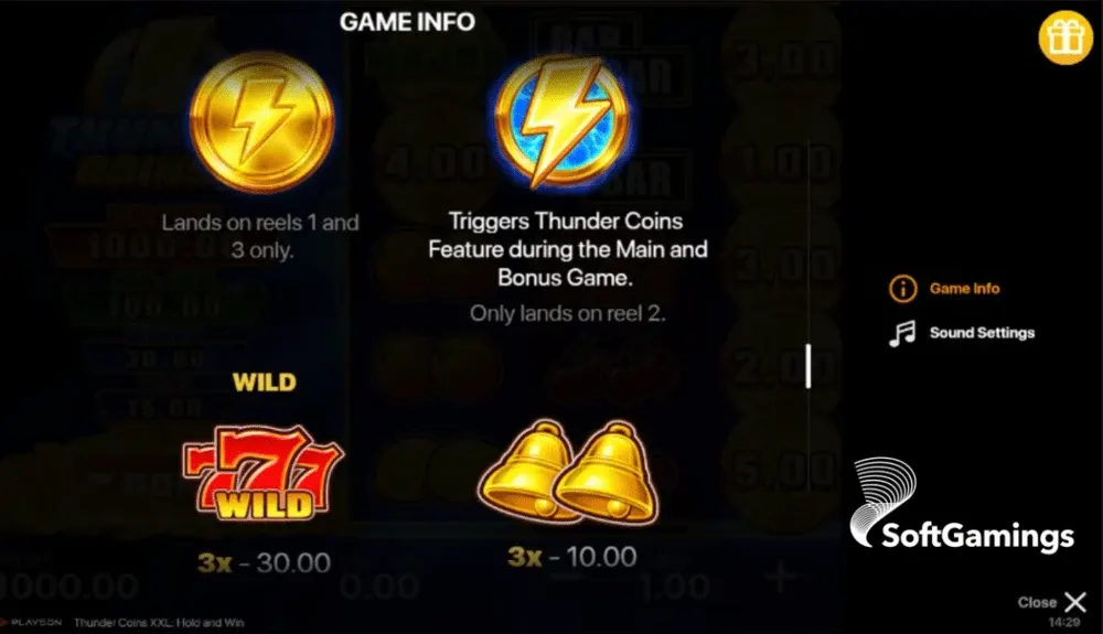 Thunder Coins XXL: Hold and Win game display, view 2